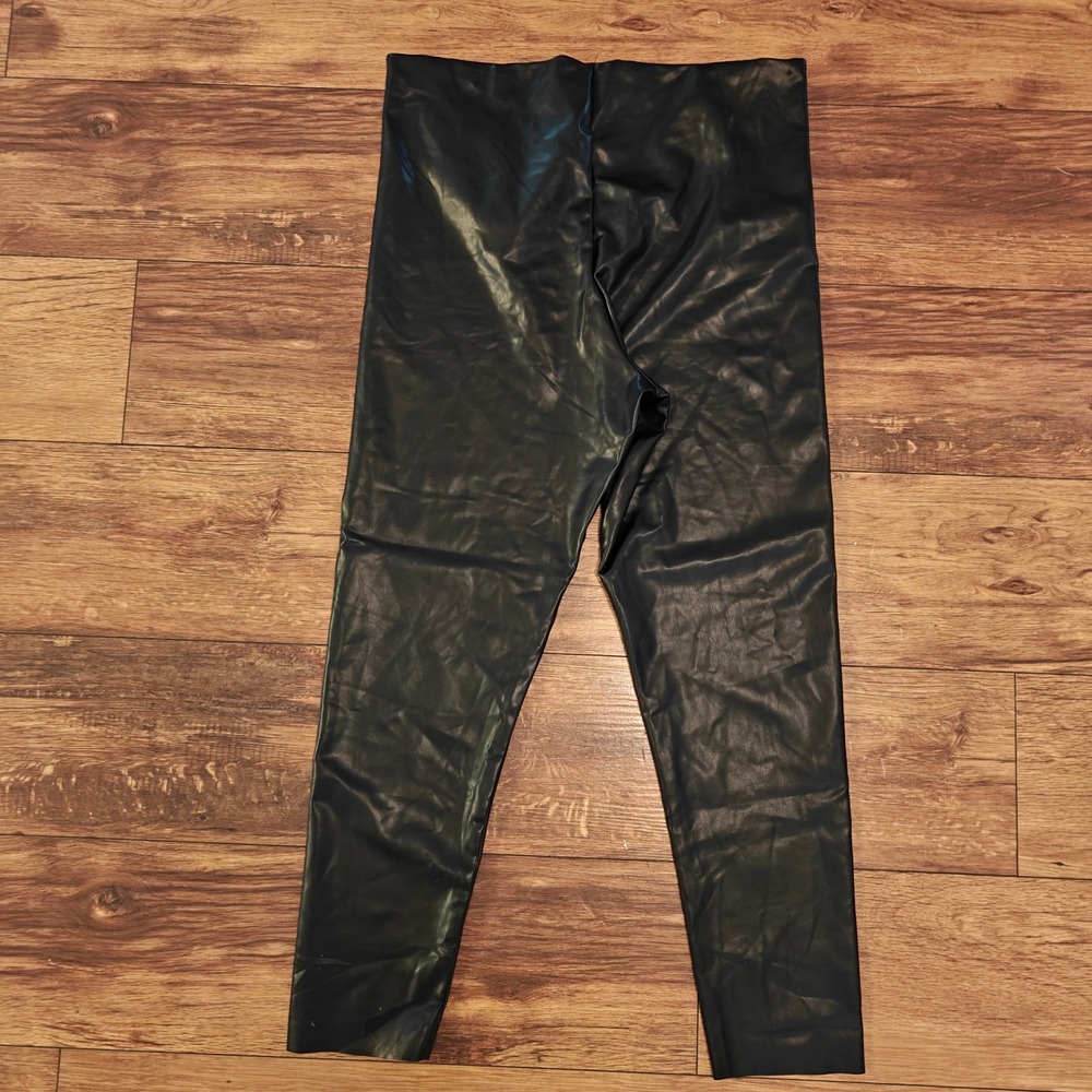 Joie Faux Leather Pants Women's XXL Plus Black Pull On Stretch Legging Going Out - Picture 3 of 4